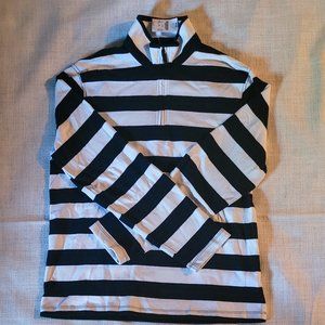 J. Crew Navy and White Men's Sueded Cotton Jersey Half Zip Medium NWT